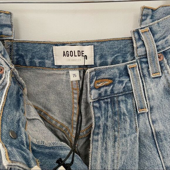 Agolde Sky Blue Denim Shorts - Picture 7 of 12